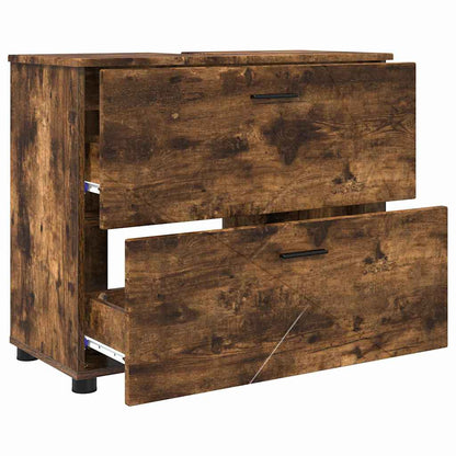 Bathroom Cabinet with Drawer Smoked Oak 76.5 x 35 x 64 cm