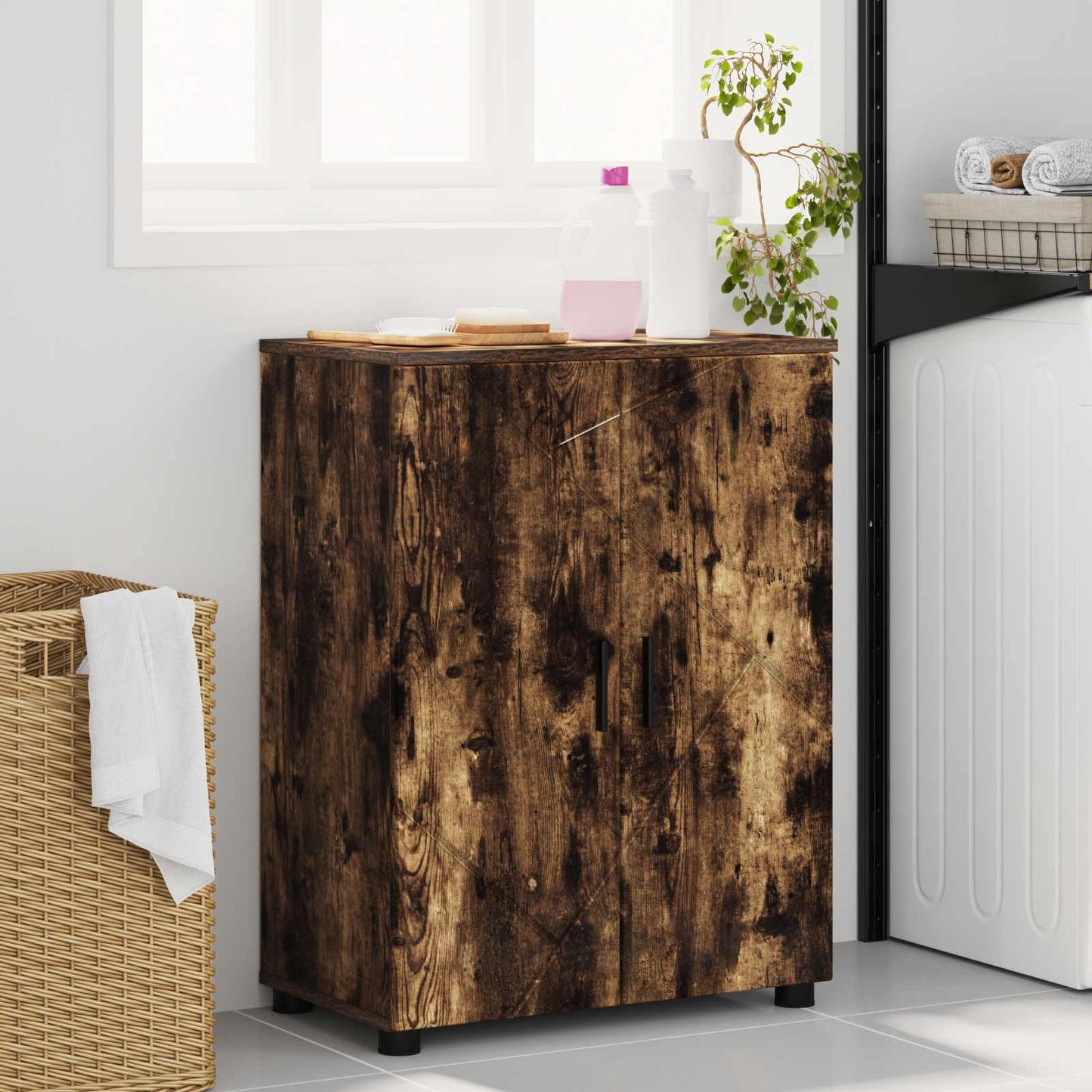 Bathroom Cabinet Smoked Oak 60 x 35 x 80 cm
