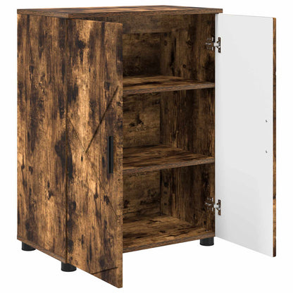 Bathroom Cabinet with Storage Smoked Oak 60 x 35 x 80 cm