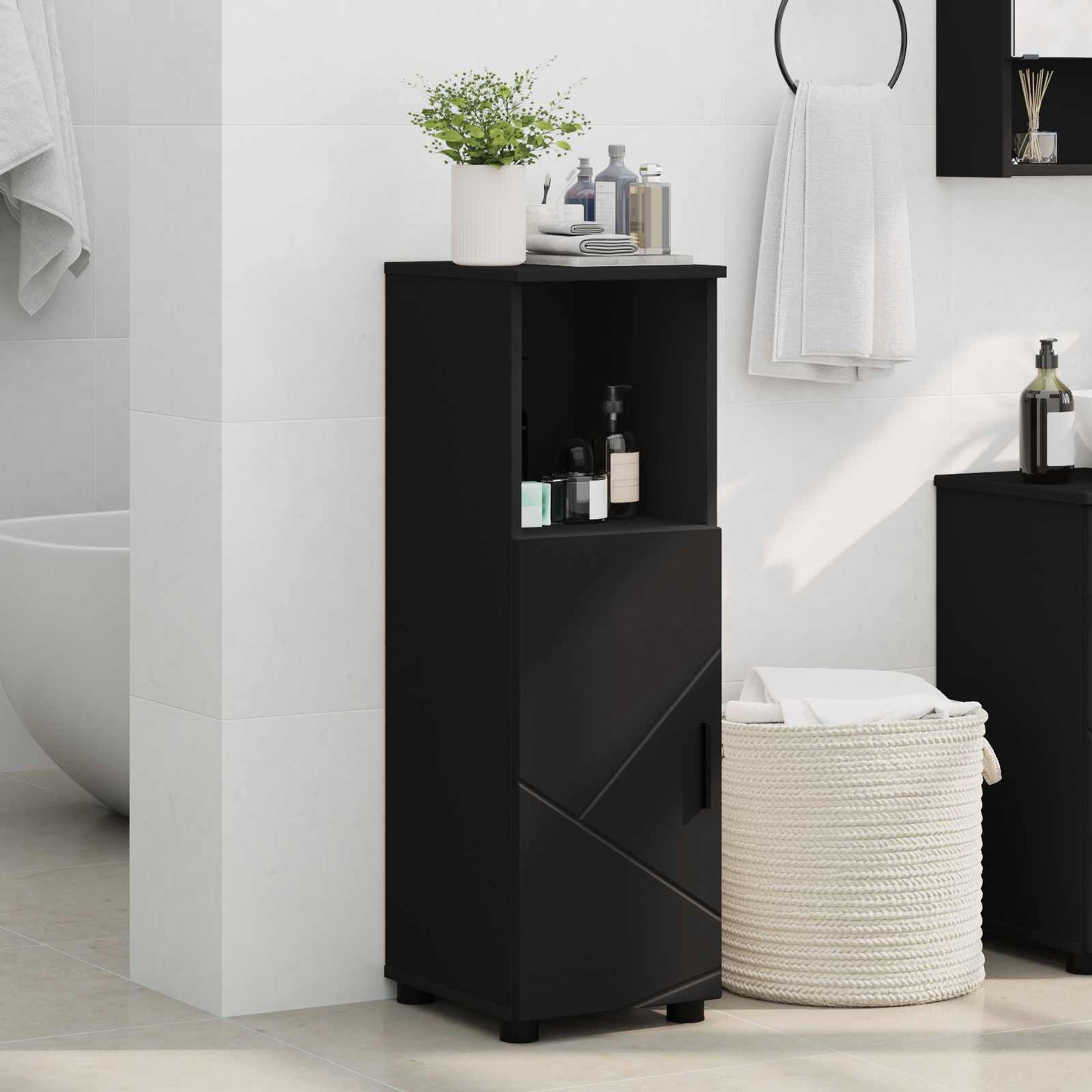 Bathroom Cabinet Black 30 x 35 x 95 cm Engineered wood & Metal