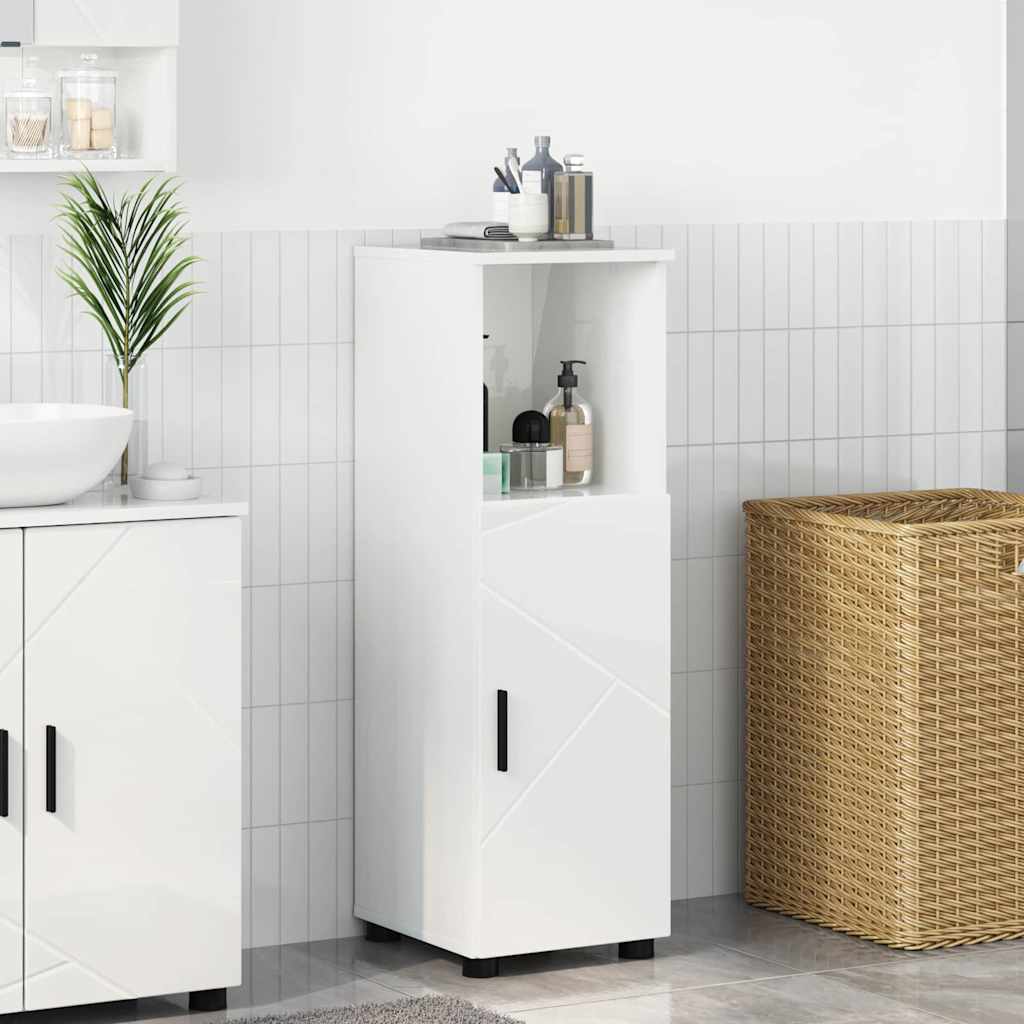 Bathroom Cabinet with Storage High Gloss White 30 x 35 x 95 cm