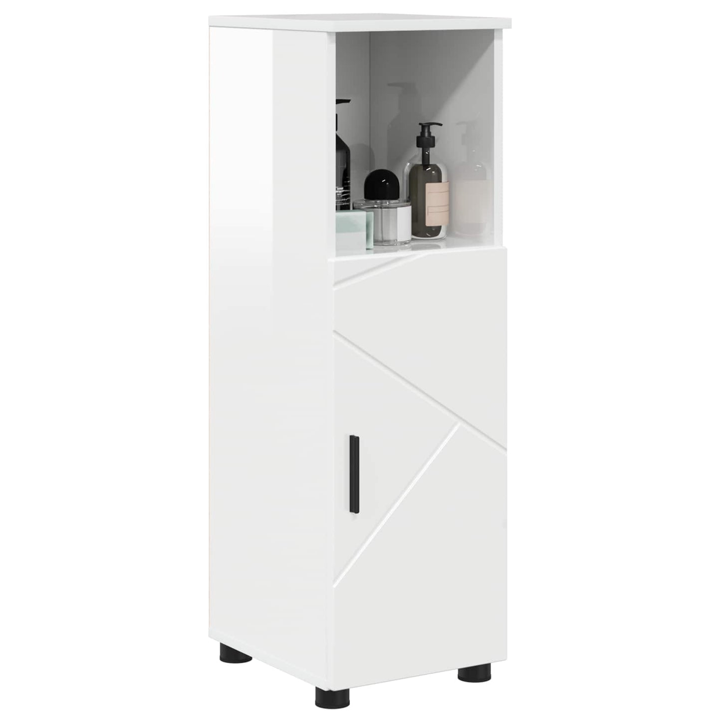 Bathroom Cabinet with Storage High Gloss White 30 x 35 x 95 cm
