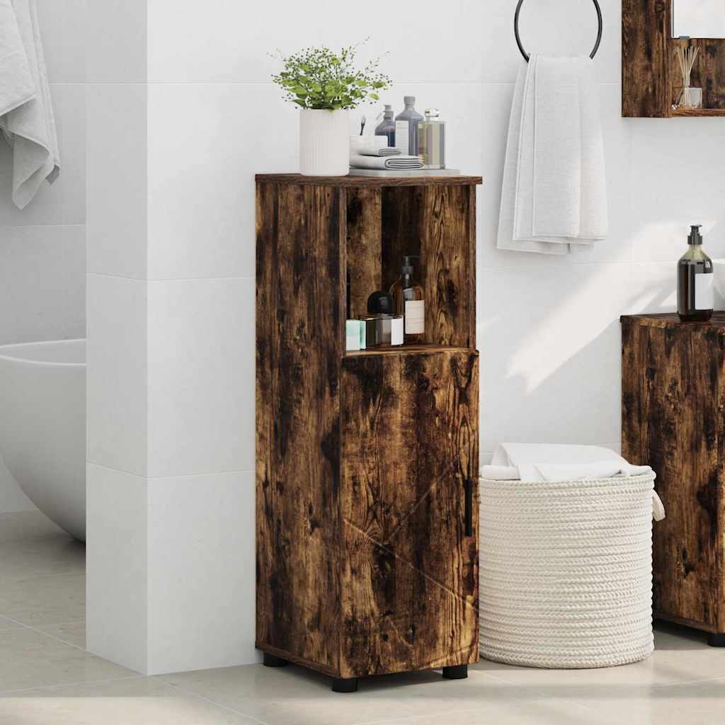 Bathroom Cabinet with Storage Smoked Oak 30 x 35 x 95 cm