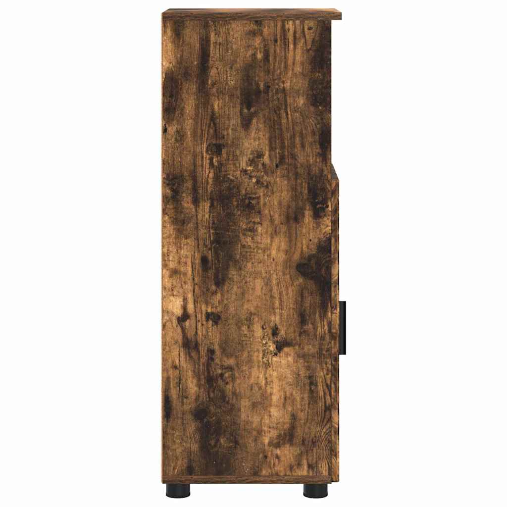 Bathroom Cabinet with Storage Smoked Oak 30 x 35 x 95 cm