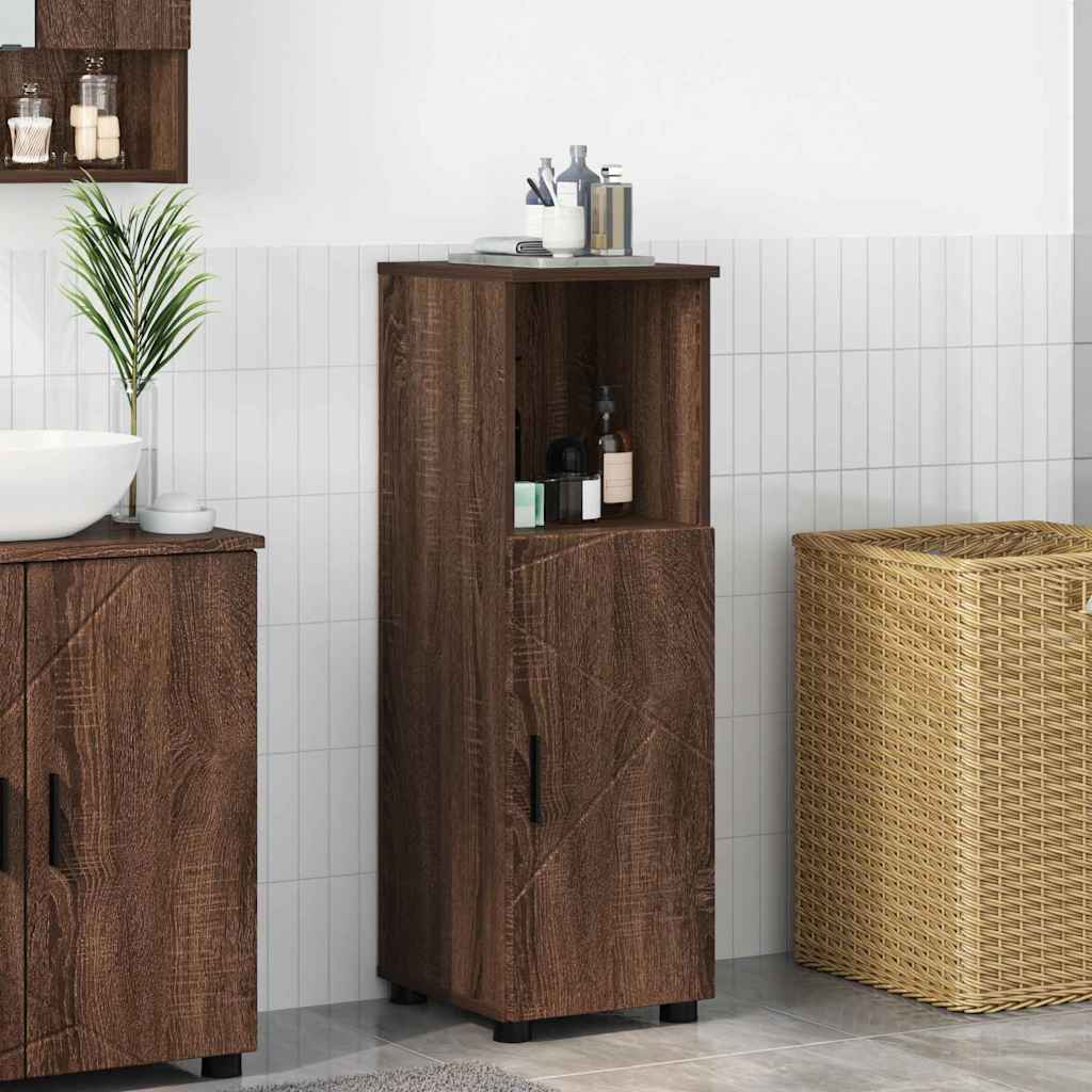 Bathroom Cabinet with Storage Brown Oak 30 x 35 x 95 cm