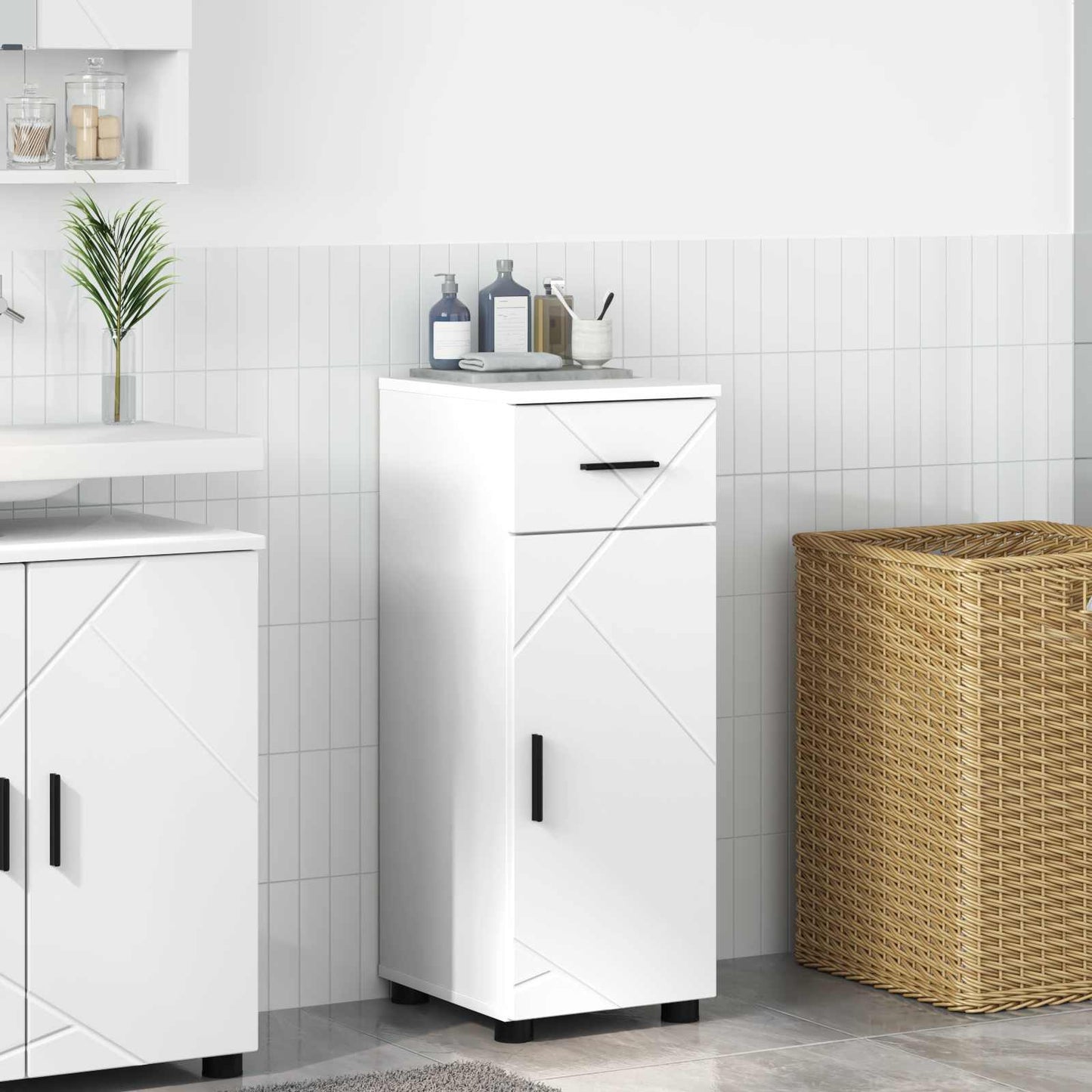 Bathroom Cabinet White 30 x 35 x 80 cm Engineered wood & Metal