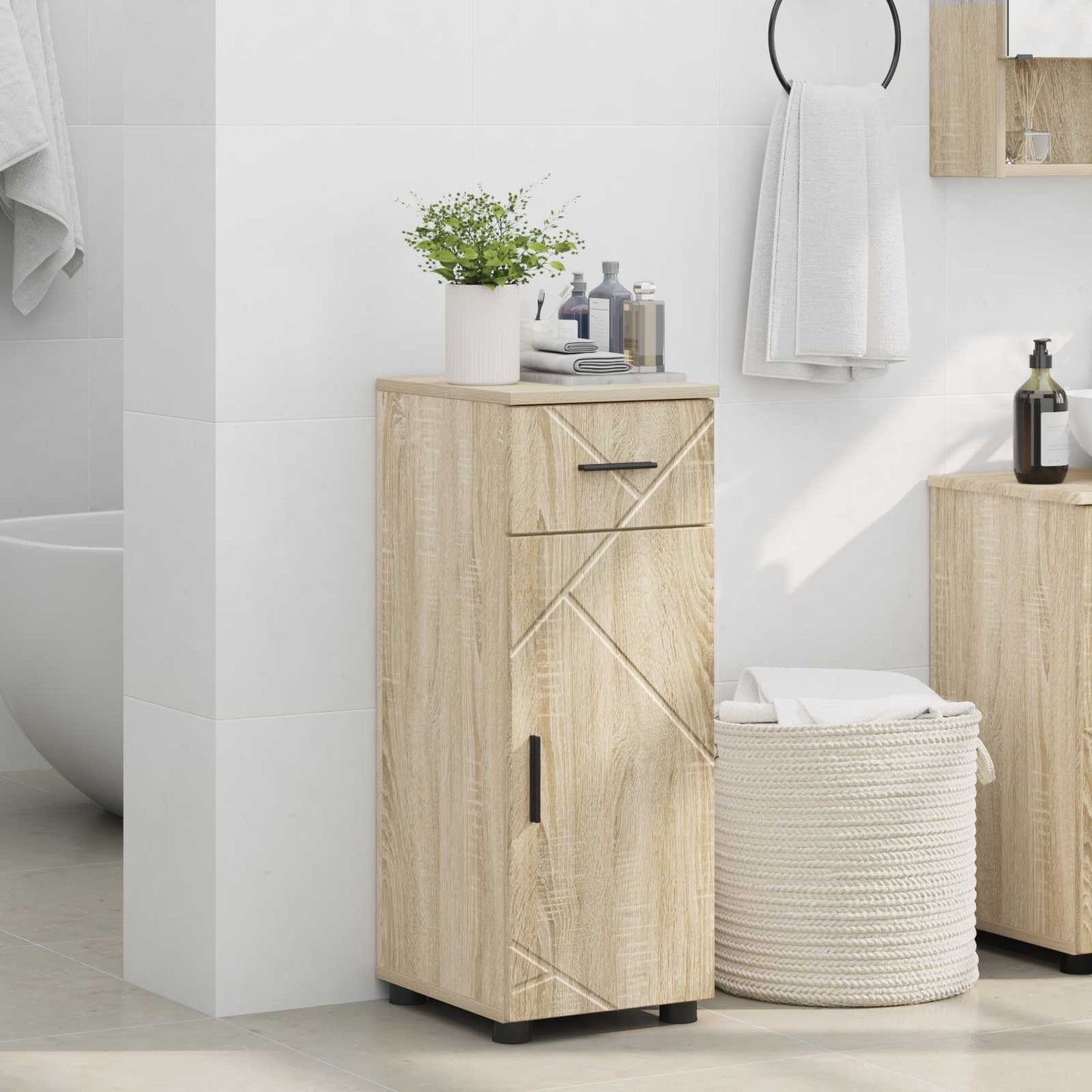 Bathroom Cabinet with Drawer Sonoma Oak 30 x 35 x 80 cm