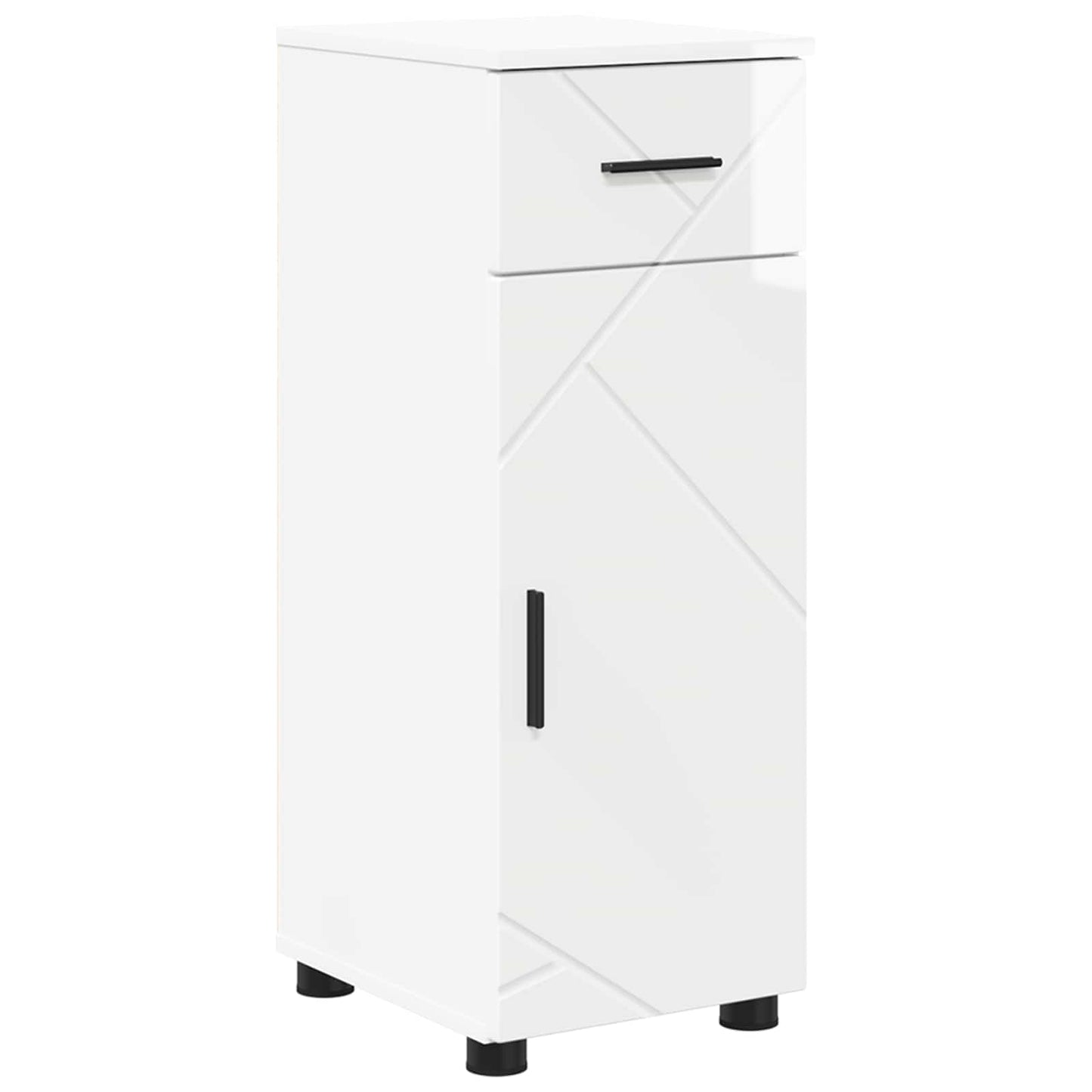 Bathroom Cabinet with Drawer High Gloss White 30 x 35 x 80 cm