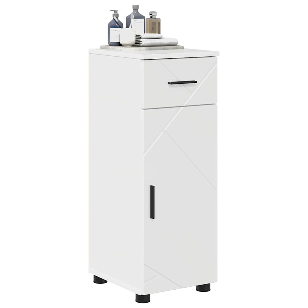 Bathroom Cabinet with Drawer High Gloss White 30 x 35 x 80 cm