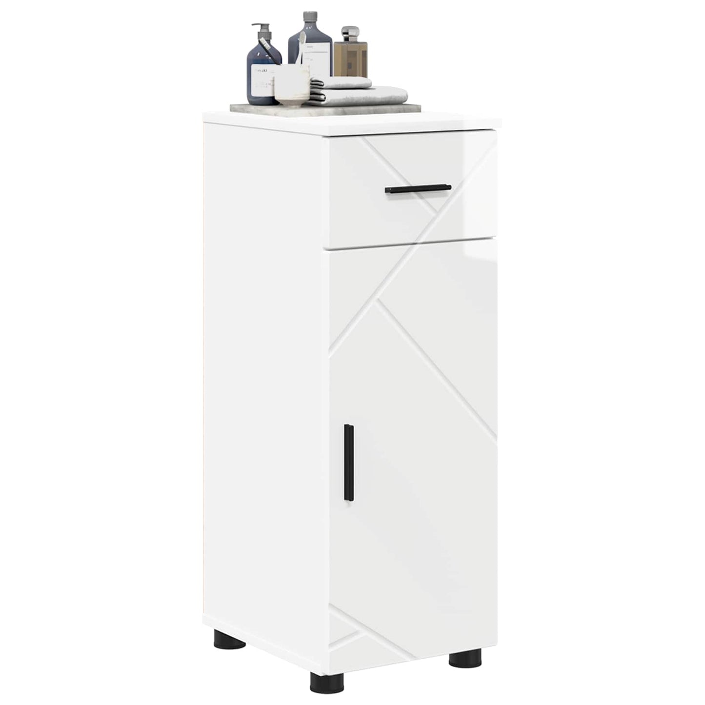 Bathroom Cabinet with Drawer High Gloss White 30 x 35 x 80 cm