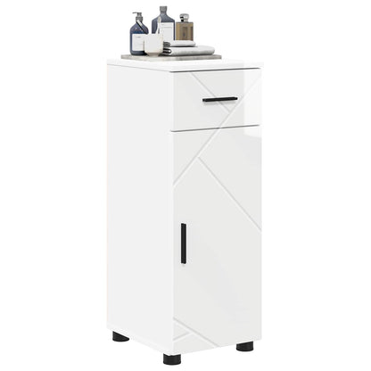 Bathroom Cabinet with Drawer High Gloss White 30 x 35 x 80 cm