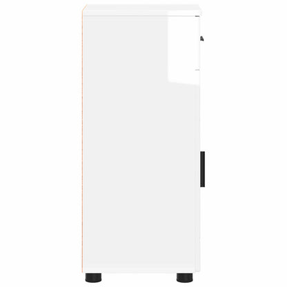 Bathroom Cabinet with Drawer High Gloss White 30 x 35 x 80 cm