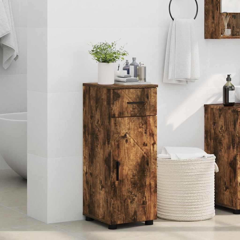 Bathroom Cabinet with Drawer Smoked Oak 30 x 35 x 80 cm