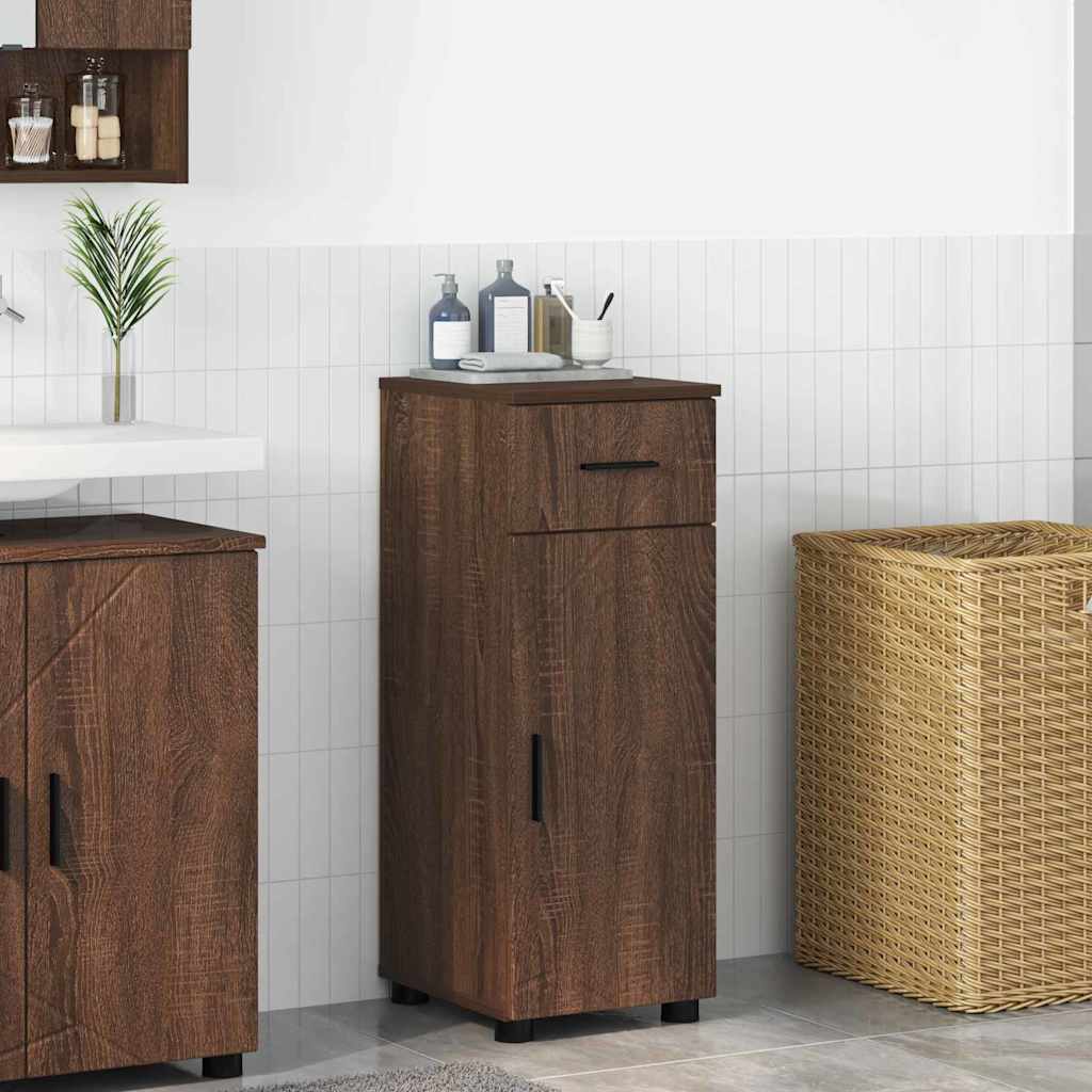 Bathroom Cabinet with Drawer Brown Oak 30 x 35 x 80 cm