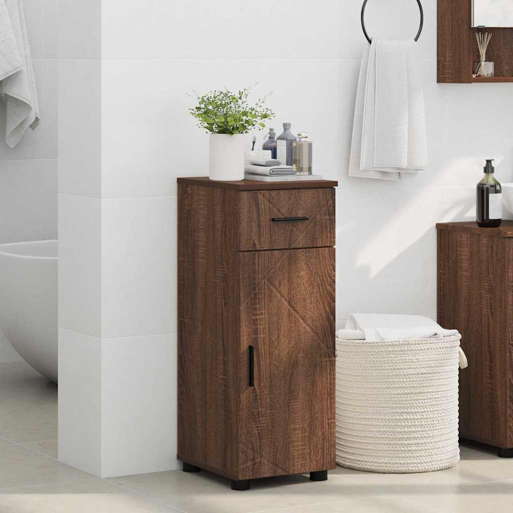 Bathroom Cabinet with Drawer Brown Oak 30 x 35 x 80 cm