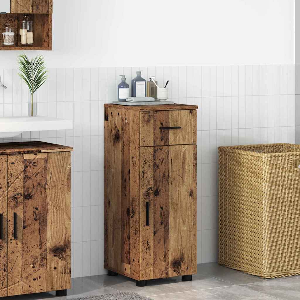 Bathroom Cabinet with Drawer with Door Old Wood 30 x 35 x 80 cm