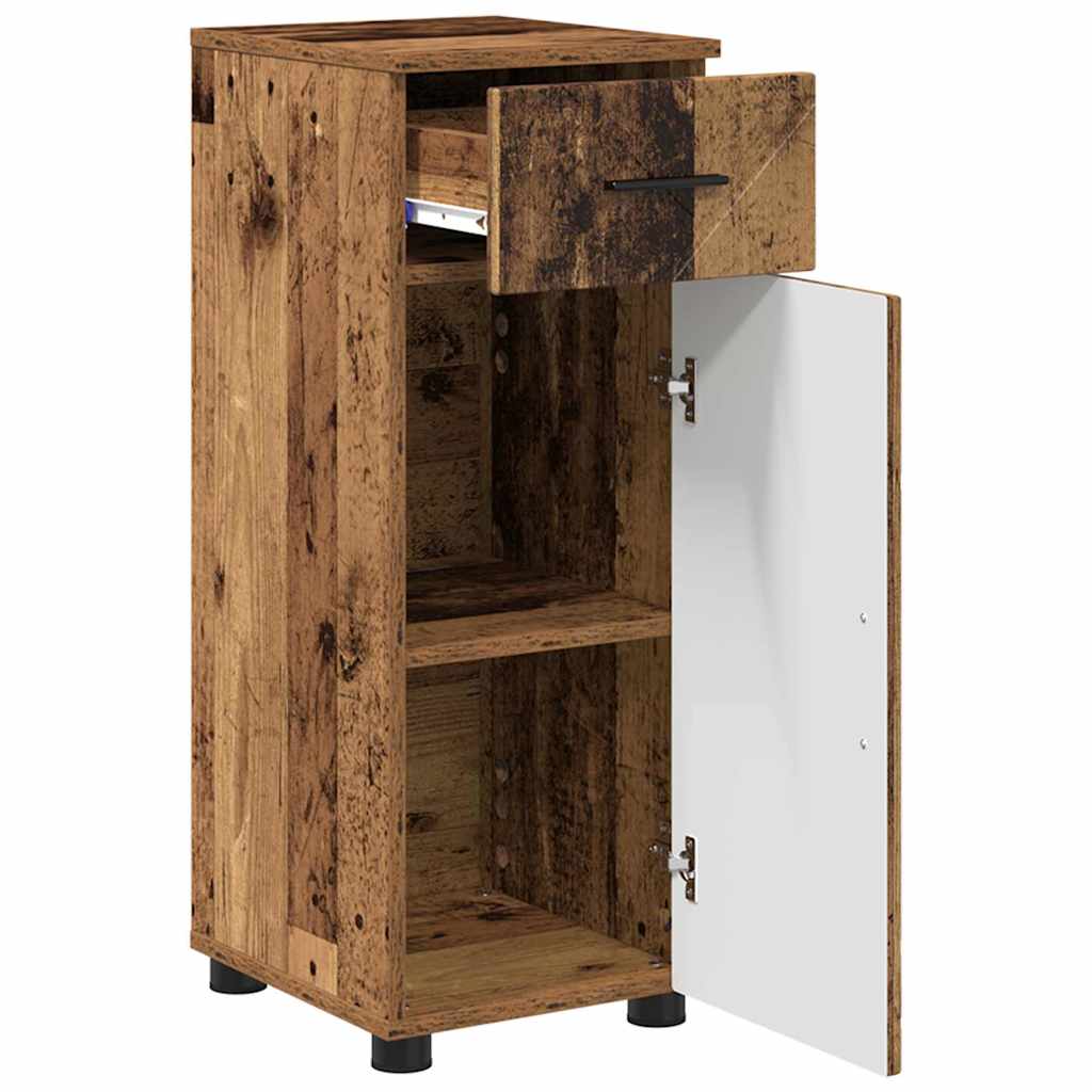 Bathroom Cabinet with Drawer with Door Old Wood 30 x 35 x 80 cm
