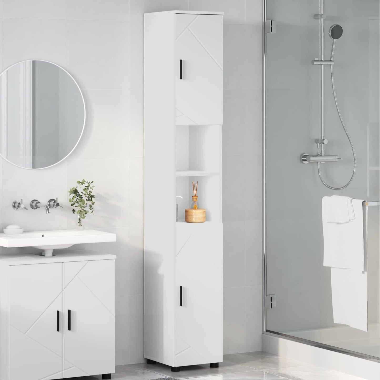 Bathroom Cabinet White 30 x 35 x 192 cm Engineered wood, Metal