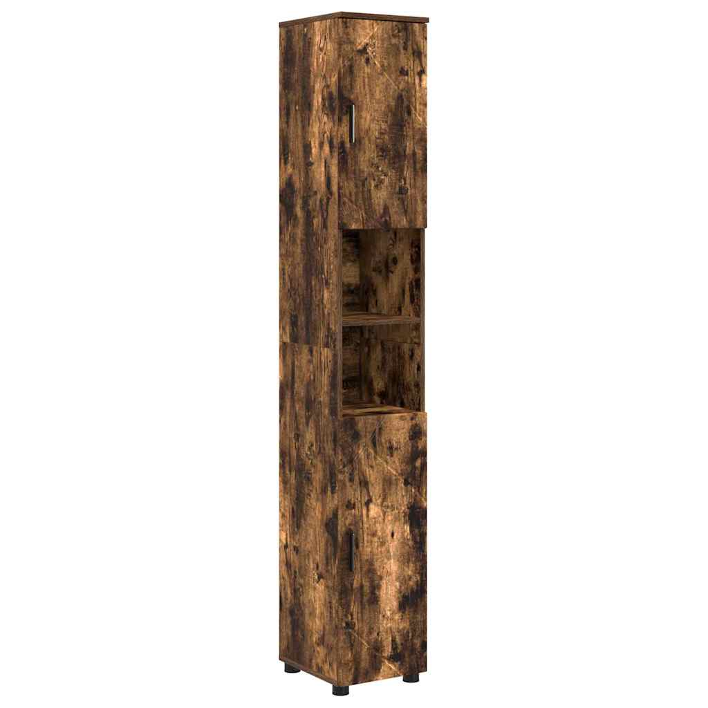 Bathroom Cabinet with Storage Smoked Oak 30 x 35 x 192 cm