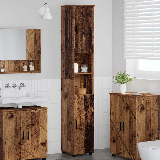 Bathroom Cabinet Old Wood 30 x 35 x 192 cm