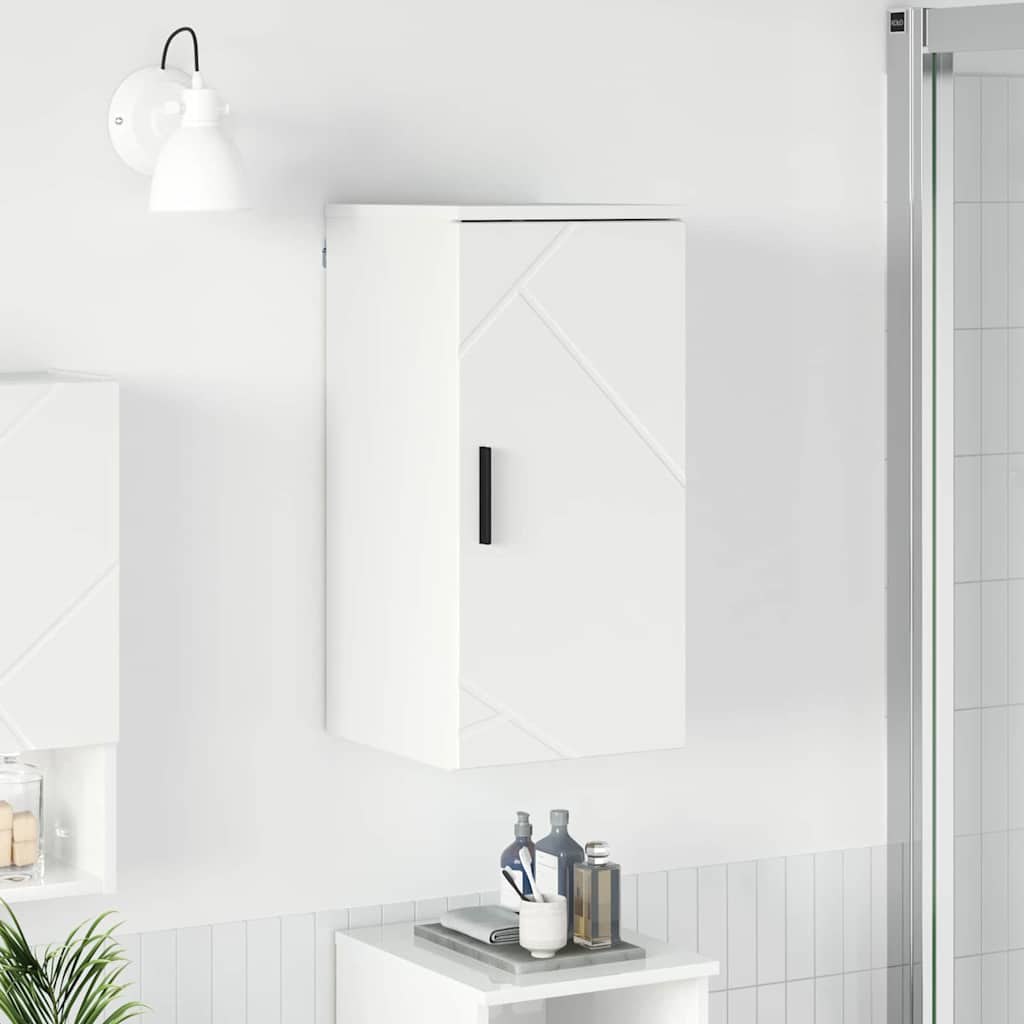 Bathroom Cabinet with Door High Gloss White 30 x 31.5 x 61 cm