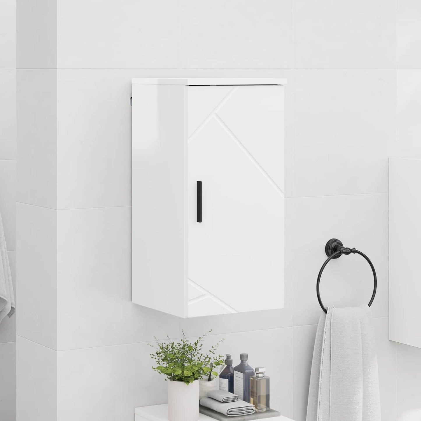 Bathroom Cabinet with Door High Gloss White 30 x 31.5 x 61 cm