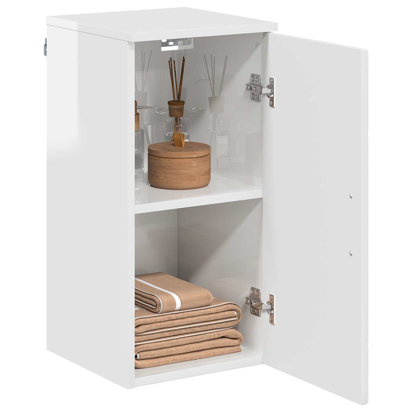 Bathroom Cabinet with Door High Gloss White 30 x 31.5 x 61 cm