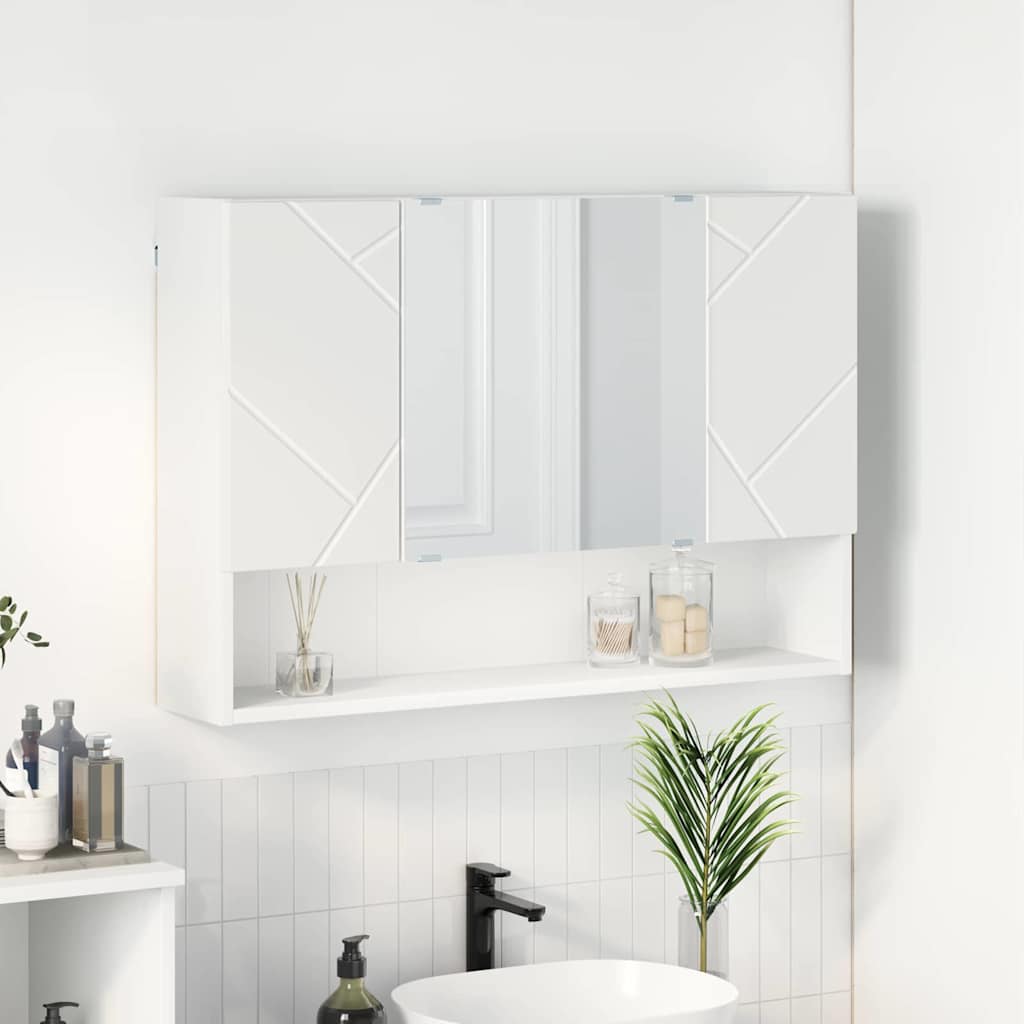 Mirror Cabinet with Door White 80 x 17 x 55 cm Engineered Wood