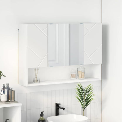 Mirror Cabinet with Door White 80 x 17 x 55 cm Engineered Wood