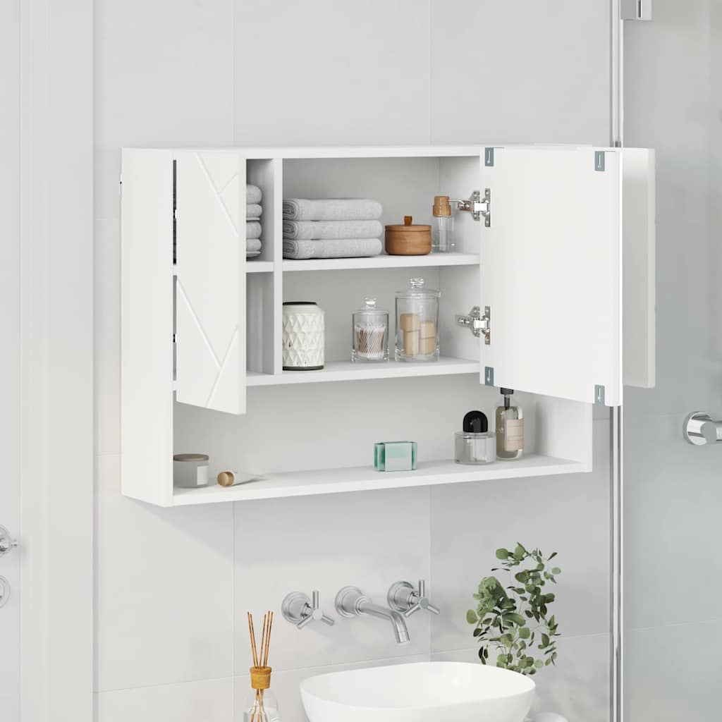 Mirror Cabinet with Door White 80 x 17 x 55 cm Engineered Wood
