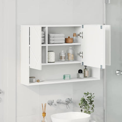 Mirror Cabinet with Door White 80 x 17 x 55 cm Engineered Wood