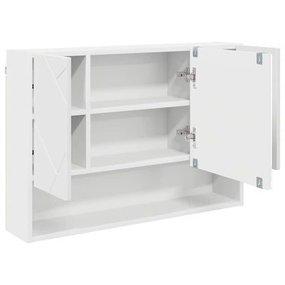 Mirror Cabinet with Door White 80 x 17 x 55 cm Engineered Wood