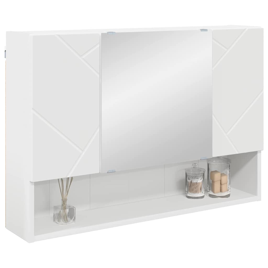 Mirror Cabinet with Door White 80 x 17 x 55 cm Engineered Wood