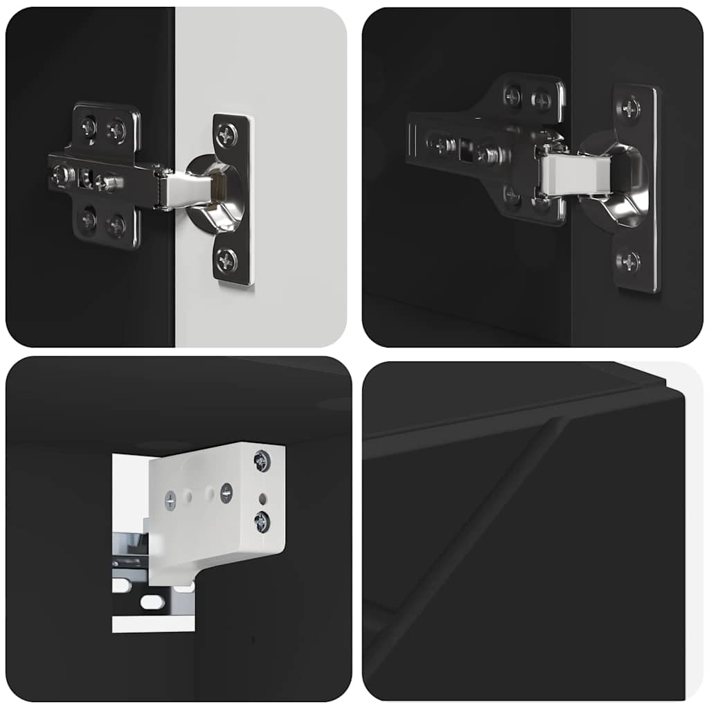 Mirror Cabinet with Door Black 80 x 17 x 55 cm Engineered Wood