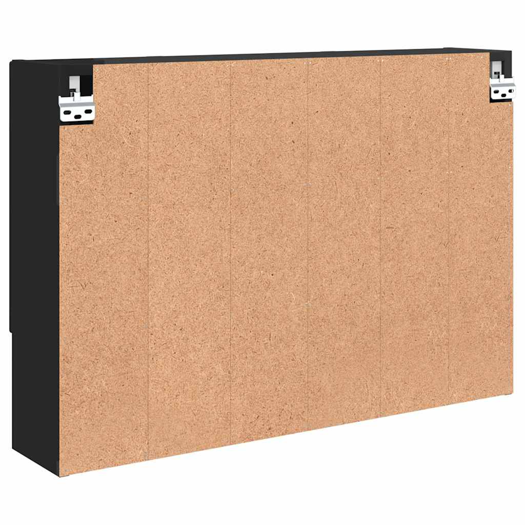 Mirror Cabinet with Door Black 80 x 17 x 55 cm Engineered Wood