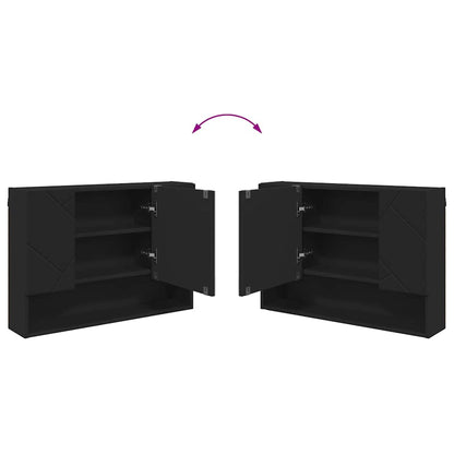Mirror Cabinet with Door Black 80 x 17 x 55 cm Engineered Wood