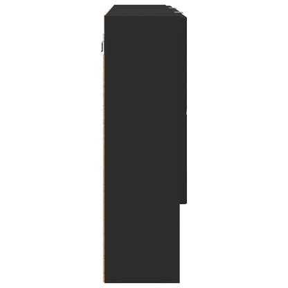Mirror Cabinet with Door Black 80 x 17 x 55 cm Engineered Wood