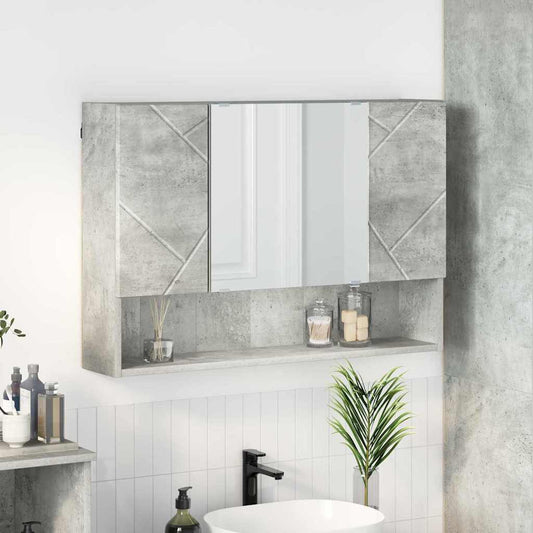 Mirror Cabinet Concrete Grey 80 x 17 x 55 cm Engineered Wood