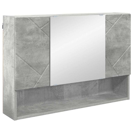 Mirror Cabinet Concrete Grey 80 x 17 x 55 cm Engineered Wood