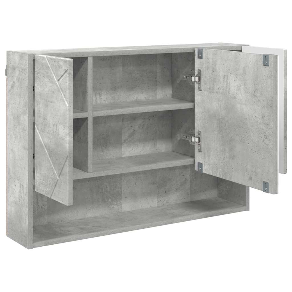 Mirror Cabinet Concrete Grey 80 x 17 x 55 cm Engineered Wood