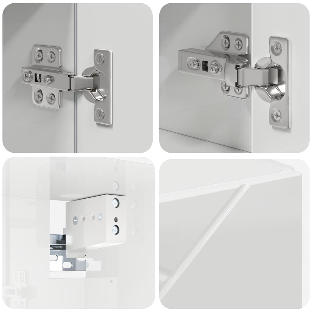 Mirror Cabinet High Gloss White 80 x 17 x 55 cm Engineered Wood