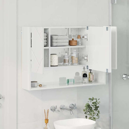 Mirror Cabinet High Gloss White 80 x 17 x 55 cm Engineered Wood