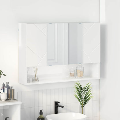 Mirror Cabinet High Gloss White 80 x 17 x 55 cm Engineered Wood