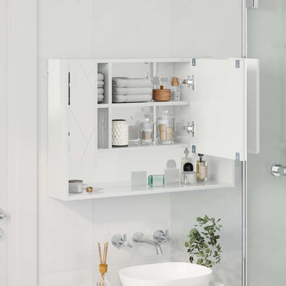 Mirror Cabinet High Gloss White 80 x 17 x 55 cm Engineered Wood