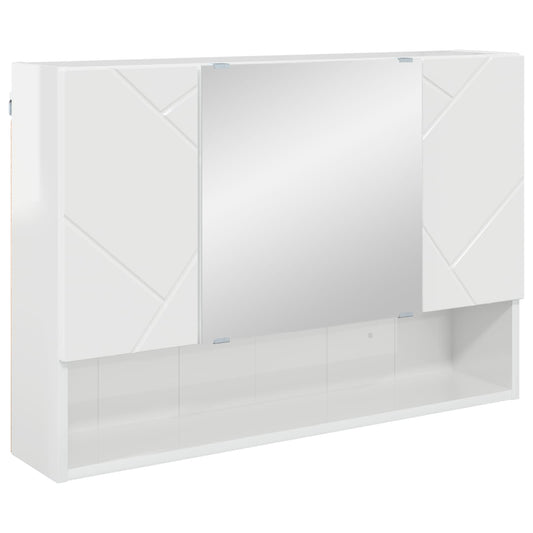 Mirror Cabinet High Gloss White 80 x 17 x 55 cm Engineered Wood