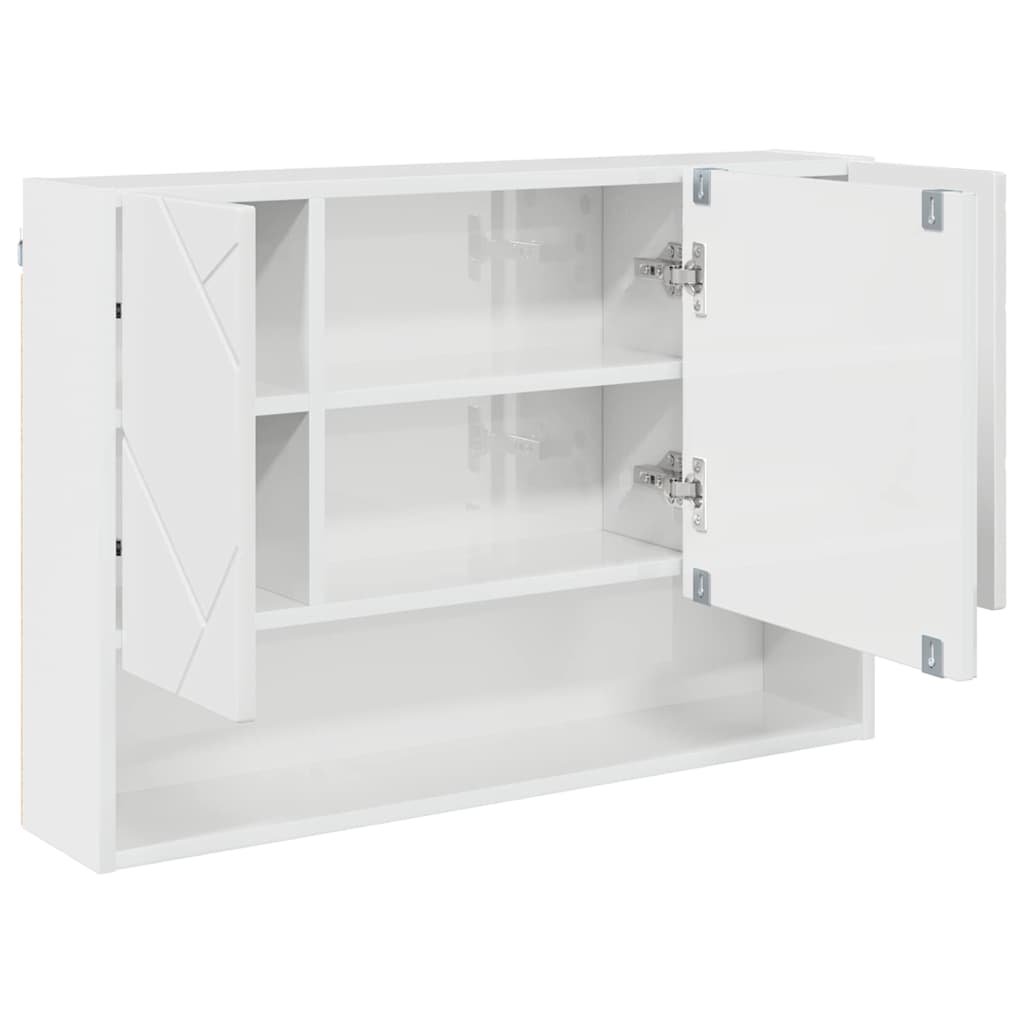 Mirror Cabinet High Gloss White 80 x 17 x 55 cm Engineered Wood
