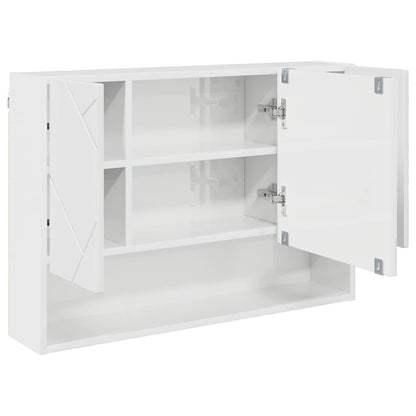 Mirror Cabinet High Gloss White 80 x 17 x 55 cm Engineered Wood