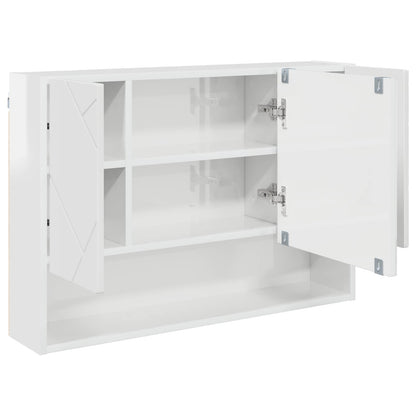 Mirror Cabinet High Gloss White 80 x 17 x 55 cm Engineered Wood