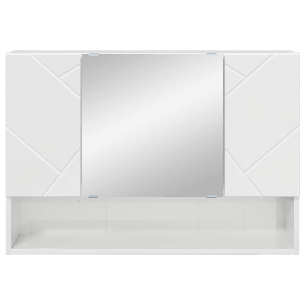 Mirror Cabinet High Gloss White 80 x 17 x 55 cm Engineered Wood