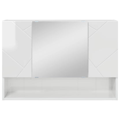 Mirror Cabinet High Gloss White 80 x 17 x 55 cm Engineered Wood